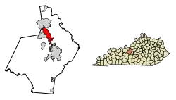 Location of Radcliff in Hardin County, Kentucky.
