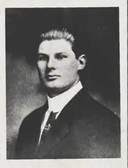 A headshot of Harold Beverage, from 1915