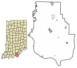 Location of Elizabeth in Harrison County, Indiana.
