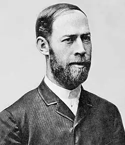 Image 50Heinrich Rudolf Hertz (1856–1894) proved the existence of electromagnetic radiation. (from History of radio)