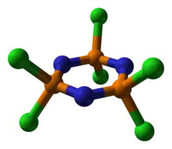 Hexachlorophosphazene ball-and-stick model