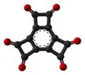 Ball and stick model of hexaoxotricyclobutabenzene