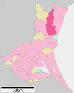 Location of Hitachiōta in Ibaraki Prefecture