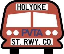 Logo of the Holyoke Street Railway Co. as a contractor for the PVTA c. 1978-1987