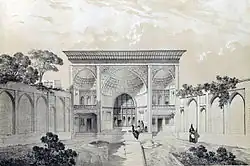 A sketch of a 19th-century house in Tabriz, Eugène Flandin.