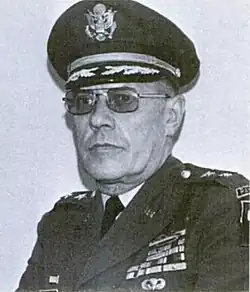 1977 black and white head and shoulders photo of Major General Howard G. Garrison in dress uniform