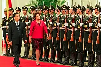 Chinese leader Hu Jintao and Brazilian president Dilma Rousseff in Beijing; April 2011.