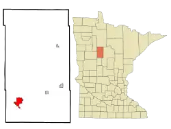 Location of Park Rapids within Hubbard County and state of Minnesota