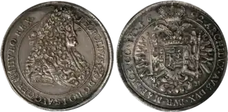 Reichsthaler of Leopold I, minted in Kremnitz in 1692.