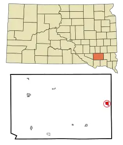 Location in Hutchinson County and the state of South Dakota