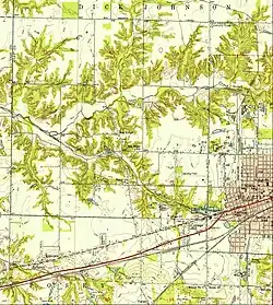 1950 USGS map showing Cottage Hill along Indiana State Road 340