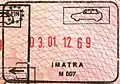Passport exit stamp from the Finnish border checkpoint at Imatra
