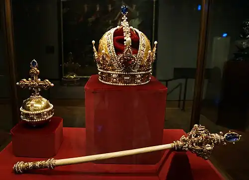 The crown jewels of Austria, with the 'hauskrone' of Rudolph II