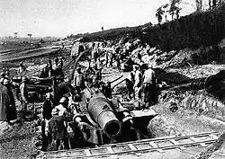 A mle 1914 being positioned during the Somme Offensive 15 September 1916 Aisne Area, France.