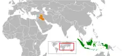 Map indicating locations of Indonesia and Iraq