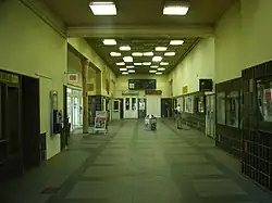 View of the hall of the station building before restoration (March 2007)