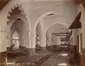 Interior of Jamaa el Kébir, a testament to Hispano-Moorish and Almoravid art (c.1892).