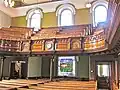 Interior view with decorative woodwork c 1880 at Plough Lane Chapel, Lion Street, Brecon.