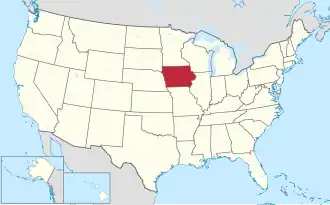 Location of Iowa within the United States