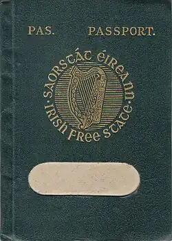 Irish Free State passport cover as issued 1927 (holder's name removed)