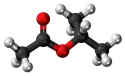 Ball-and-stick model of the isopropyl acetate molecule