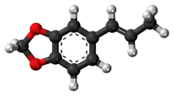 Ball-and-stick model of isosafrole