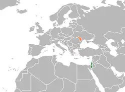Map indicating locations of Israel and Moldova