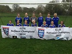 Itchen College's ladies football team are ECFA National Champions 2 years running.