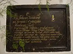 The epitaph of Jan Kanty Tarło (1790-1855) in Szczaworyż, Church of St. James