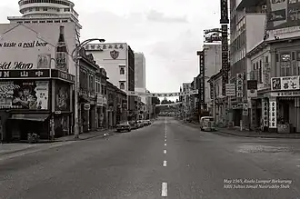 Jalan Bukit Bintang, a major commercial district in KL to this day, was deserted during the curfew.