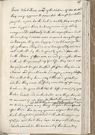 A page from the original manuscript journal of the first voyage