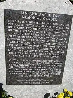 Jan Ton Memorial Plaque in South Holland, IL