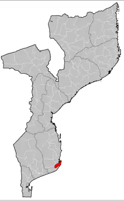 Jangamo District on the map of Mozambique