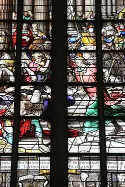 Detail of "The punishment of Heliodorus", stained glass at Sint Janskerk, Gouda, by Wouter Crabeth; 1566