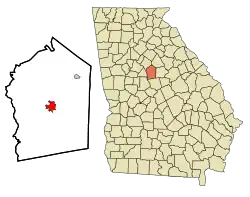 Location in Jasper County and the state of Georgia