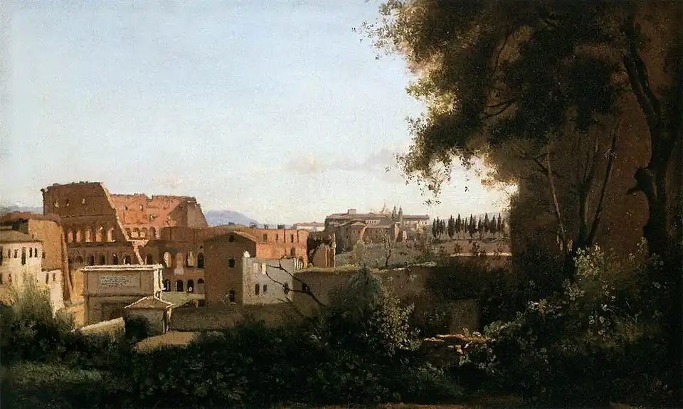 The Coliseum Seen from the Farnese Gardens by Jean-Baptiste-Camille Corot