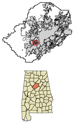 Location of Brighton in Jefferson County, Alabama.