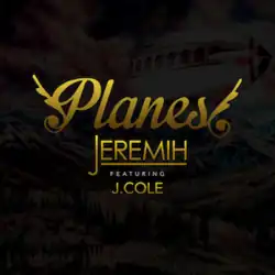 The cover features the song's original title and the two artists' name colored in gold. It also features an image of an airplane against a blue sky and white clouds covered in black.