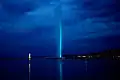 Jet d'Eau with blue light in 2007