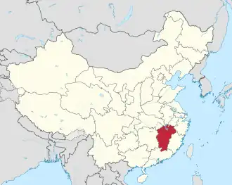 Location of Jiangxi in China