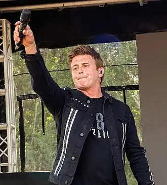 Constable performing as part of 911 at Durham Pride UK on 25 May 2025
