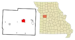 Location of Warrensburg, Missouri