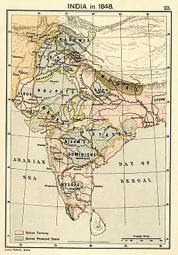 Map of India in 1848.