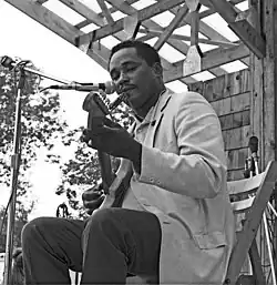 Juke Boy Bonner performing with guitar and harmonica at the 1970 Ann Arbor Blues Festival.