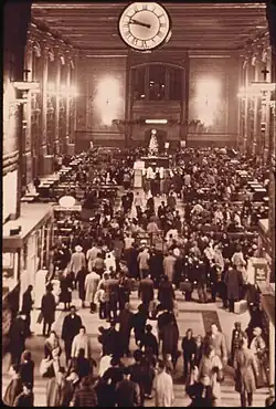 A typical crowd in the Grand Hall of the new Union Station,  1950s
