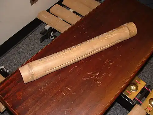 An example of a slit drum from the Philippines known as a kagul by the Maguindanaon people