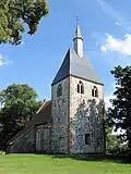 Gothic fortified church in Kambs.