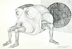 In front of the dog kennel (1984)