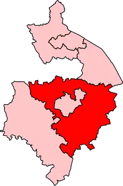 Map showing the location of the Kenilworth and Southam constituency in Warwickshire under the boundaries created by the 2023 boundary review and first used at the 2024 general election.
