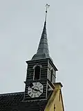 Close-up of the church's belltower